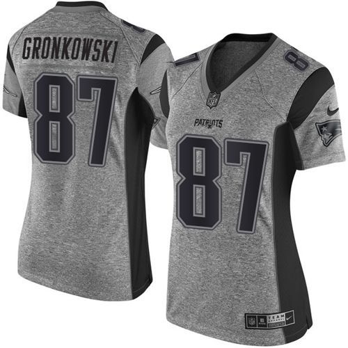 Nike Patriots #87 Rob Gronkowski Gray Women's Stitched NFL Limited Gridiron Gray Jersey